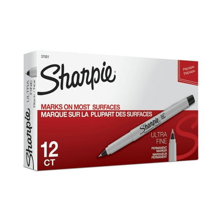- Sharpie Permanent Markers, Ultra Fine Point, Black, 12 Count