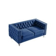 thumbnail image 6 of Gewnee Blue 2-Seater Velvet Accent Chair - Solid Eucalyptus Frame, Acrylic Crystal Legs, Removable Cushions & Pillows for Living Room/Bedroom, 6 of 12