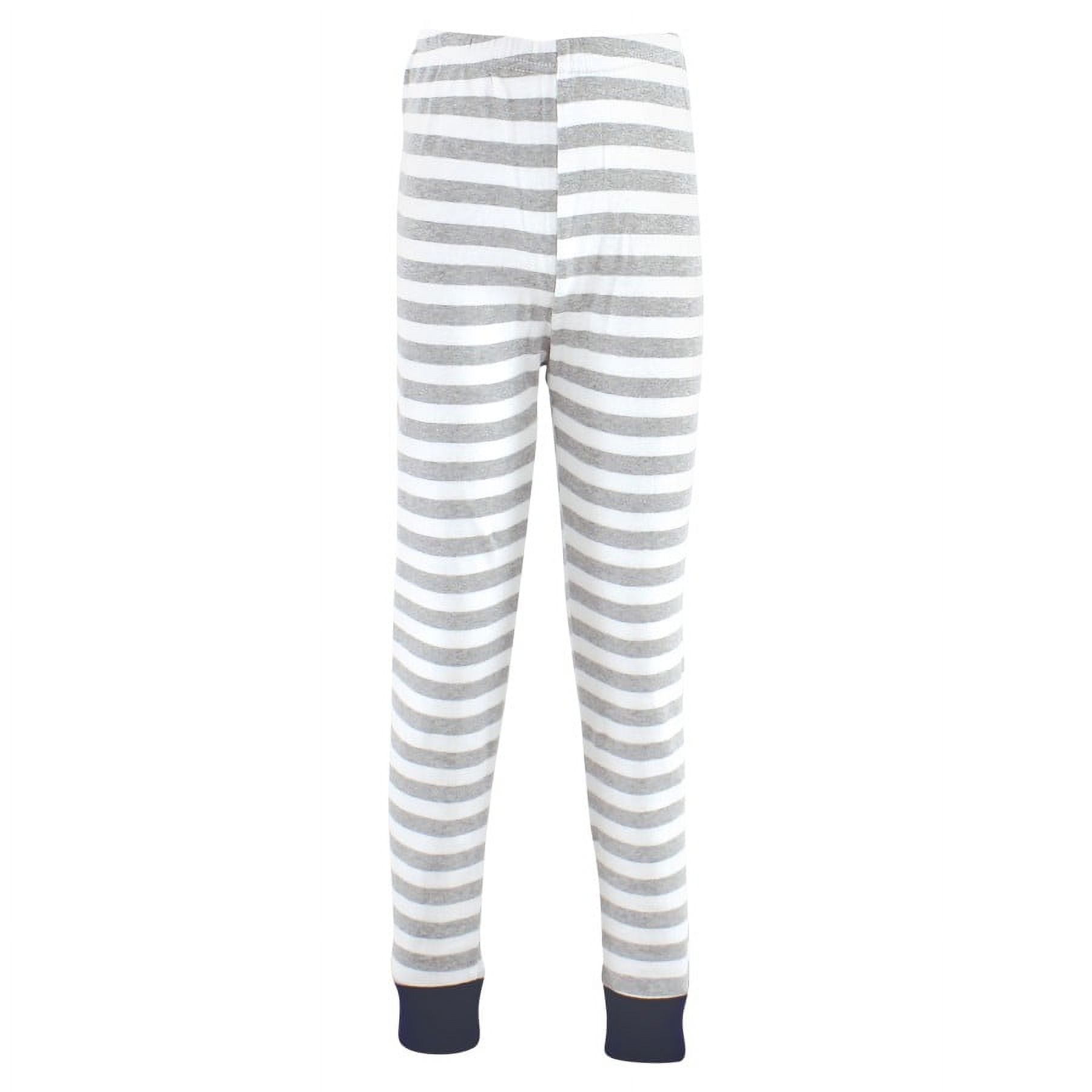 Hudson Baby Infant and Toddler Cotton Pajama Set, Gray Stripe Navy, 18-24 Months