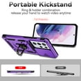 thumbnail image 2 of Galaxy S21 Ultra Kickstand Armor Case with Slide Camera Lens Protection Cover Built-in 360° Rotate Ring Holder Stand Magnetic Military Shockproof Phone Cover Case for Samsung Galaxy S21 Ultra,
Purple, 2 of 8