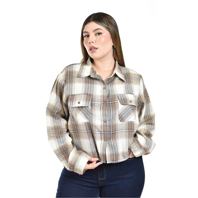 Camisa de cuadros Roman Fashion /Tallas Extras, 21343 (Cafe) cafe 40