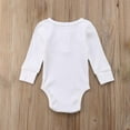 thumbnail image 4 of WIBACKER Newborn Unisex Baby Romper Infant Solid Ribbed Long Sleeve Bodysuit 1Pcs, 4 of 7