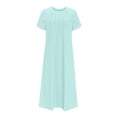 thumbnail image 5 of XIAOCHA Women's Eyelet Dress Loose Pleated Pocketed Short Sleeves Crewneck Midi Dress Breathable Casual Everyday Dresses, 5 of 5