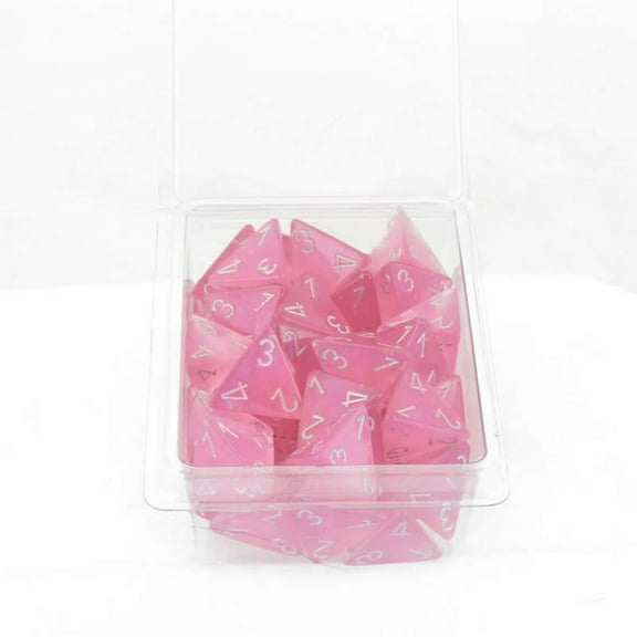Pink Borealis Dice Luminary with Silver Numbers D4 Aprox 16mm (5/8in) Pack of 50 Wondertrail