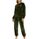 thumbnail image 2 of Conjunto de pijama de terciopelo grueso y cálido para mujer, con cuello redondo, estampado y pantalones de poliéster para invierno., 2 of 8