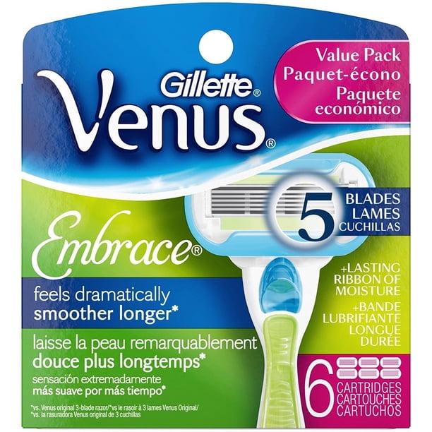Gillette Venus Extra Smooth Women's Razor Blade 6 Refills, light blue