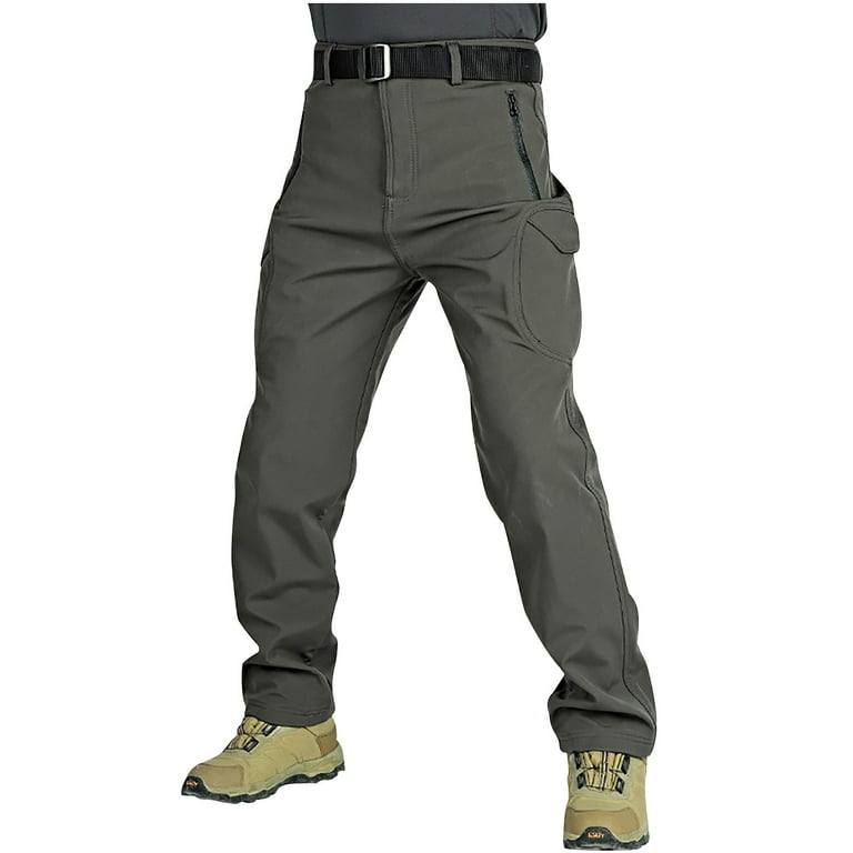Herrnalise Thicken Mens Winter Fleece Lined Cargo Pant Windproof