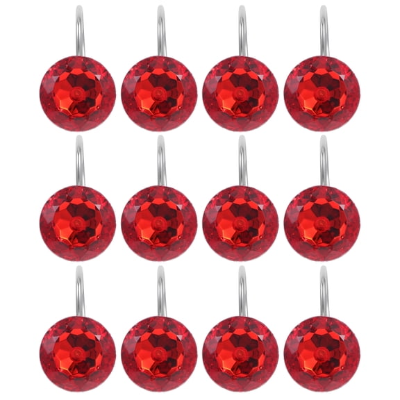FURMORA Shower Curtain Hook Bathroom Decorations Curtain Christmas Acrylic Iron Red 6.50X6.00X3.50Cm 12 Pcs Red Shower Curtain Hooks