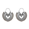 thumbnail image 1 of Pendientes colgantes bohemios vintage étnicos Yashi forma de corazón y flor modelo el015 marrón, 1 of 4