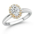 thumbnail image 2 of Gem Stone King 1.16 Cttw 925 Sterling Silver and 10K Yellow Gold IGI Certified Lab Grown Diamond Halo Engagement Ring for Women | Center Oval Cut Diamond 1 Ct | E-F Color | VS1-VS2 Clarity (Size 5), 2 of 5