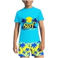 thumbnail image 2 of ZOYOEN Boys Rash Guard Swimsuits 2 Piece- Quick Dry Short Sleeve Kids Swim Trunks Swimwear Set Multicolor Size 10-12Years, 2 of 9