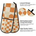 thumbnail image 2 of Yayeee Double Oven Mitt Kitchen Heat Resistant Baking 35" x7" Quilted Glove, Orange Checkered Pattern, 2 of 6
