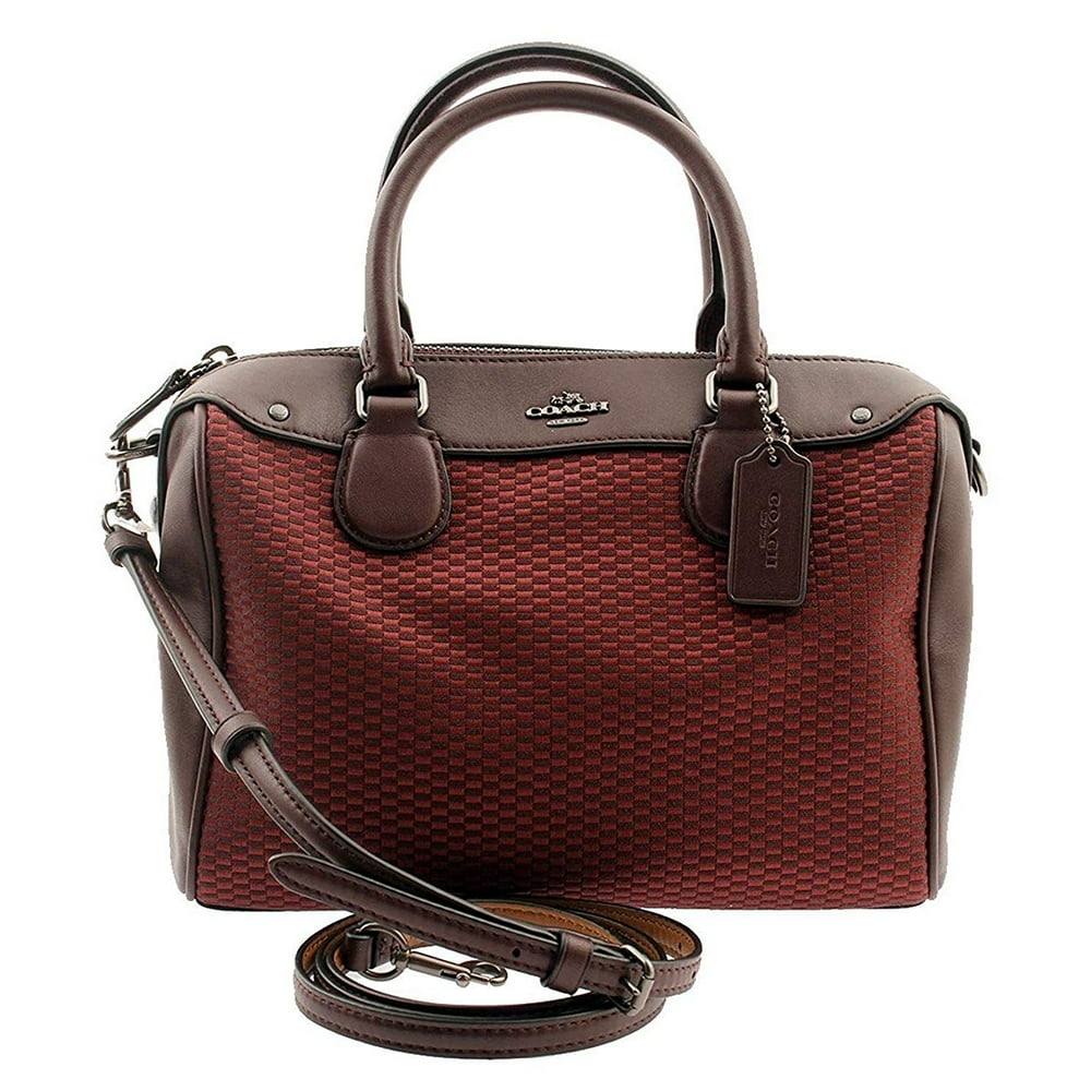 COACH Mini Satchel in Legacy Jacquard in Oxblood, F57242