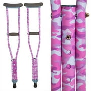 My Crutches - Youth Crutches for Kids w Adjustable Handgrip and Length! for Children 3'9" to 4'5" - Made of Lightweight, Durable Aluminum w Underarm Padding - Pink Camo