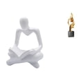 thumbnail image 1 of Figura de pensador abstracto, escultura de resina, estatua de arte moderno, figura decorativa, adorno creativo coleccionable, adecuado para dormitorio, 1 of 8