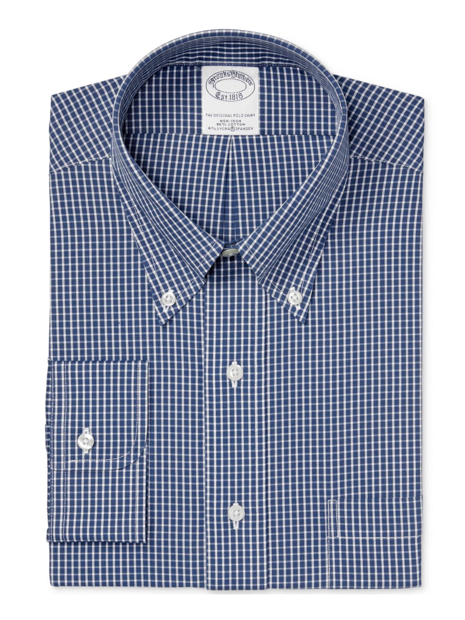 BROOKS BROTHERS Mens Navy Check Collared Slim Fit Togo | Ubuy