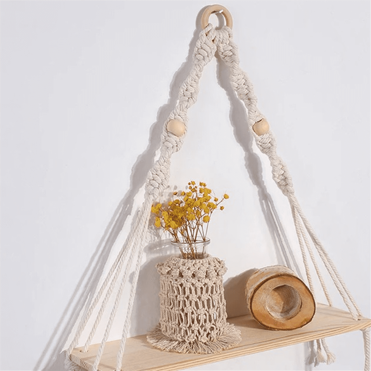 Asas-Lot De 2 ÉtagèresMurales En Bois Arc-En-Ciel Boho Planche En Bois Décorative Bohème