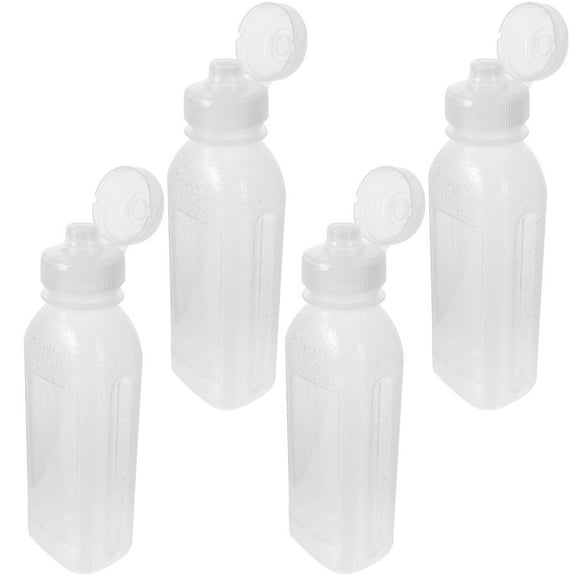4 Pcs Squeeze Bottles Oil Can Condiment Storage Bottle 18.3X5.5X4CM Transparent