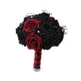 thumbnail image 2 of Flores artificiales de rosas con hojas negras, púas florales, regalo coleccionable, ramo de flores góticas para el hogar, fiesta temática, decoración Rojo oscuro, 2 of 8