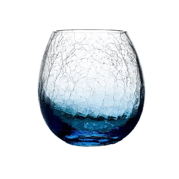 Handmade Colorful Crackle Drinking Glasses, 10.5Oz Thicked Crystal Lead-free Glasses Cups for Home Bar Party