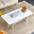 thumbnail image 2 of Furvclv Solid Wood Coffee Table For Living Room, Stylish Imitation Rattan Tea Table, Farmhouse Mini Center Tables For Small Spaces Apartment Furniture, 2 of 9