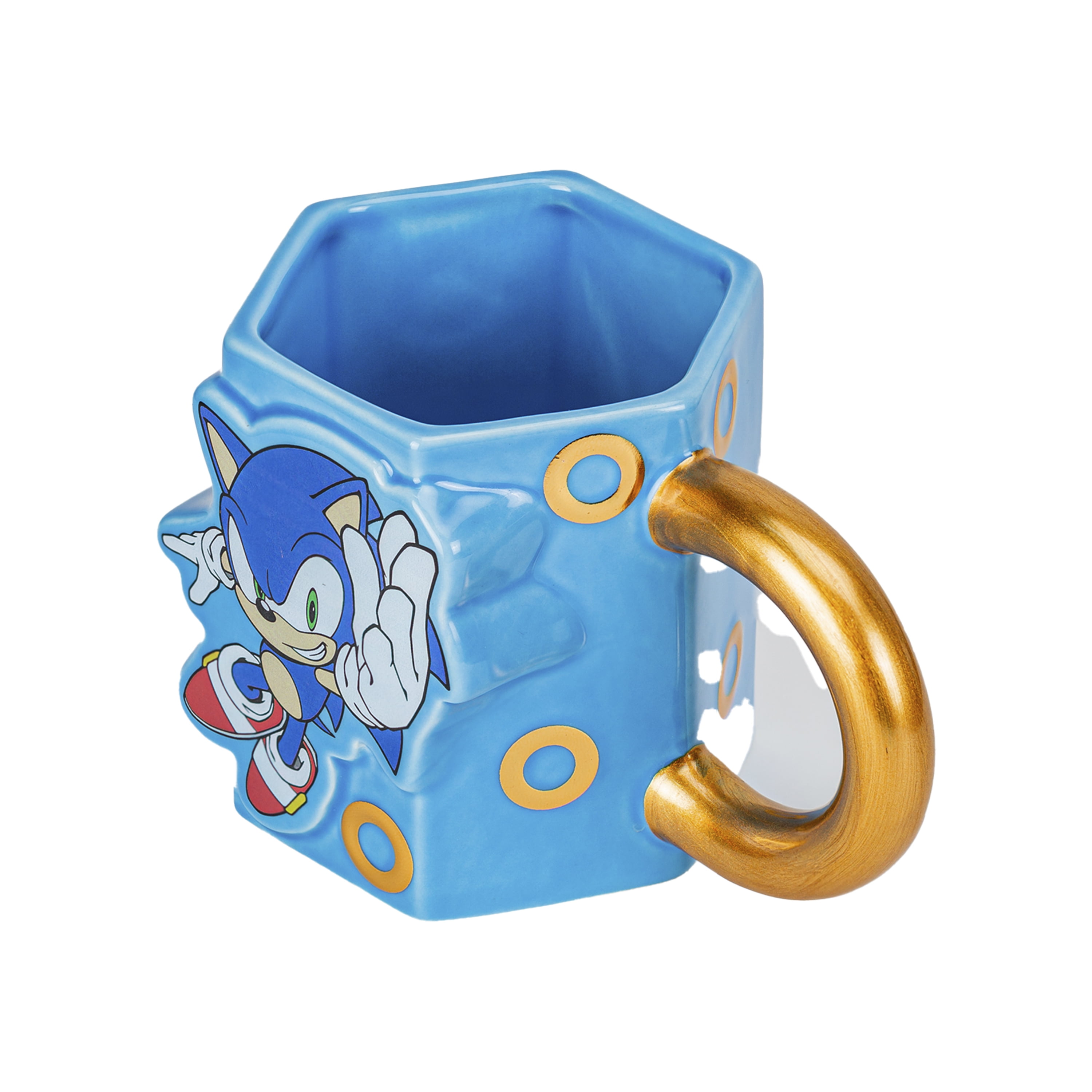 (2 pack) Zak Designs 16oz Sonic The Hedgehog Ceramic Sculpted Mug With Ring Handle