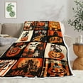thumbnail image 2 of Vintage Halloween Throw Blanket, Trick or Treat Cute Cool Gothic Black Cat Pumpkin Retro Halloween Cozy Bed Couch Blanket, Soft Comfy Fleece Flannel Throws Blankets Livingroom Bedroom Decor, 2 of 5