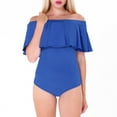 thumbnail image 6 of JJHGVB One Piece Swimsuit Women Swim Suit Women Off Shoulder Swimsuits Bathing Suits Vintage Ruffle Swimwear Teen Girls Womens Bathing Suits Tummy Control Tummy Control Swimsuits Blue L, 6 of 8