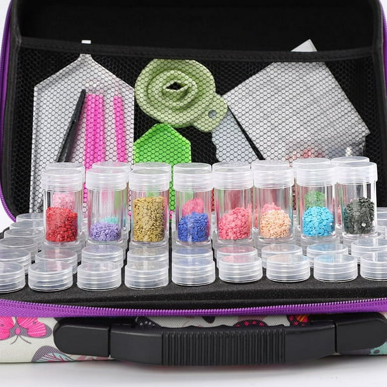 Diamond Painting Storage Containers, 60 Slots Portable Diamond Art  Organizer Shockproof with Diamond Painting Accessories and Tools for Craft  Jewelry Beads Rings Charms Glitter (Black)