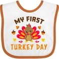 thumbnail image 3 of Inktastic My First Turkey Day with Turkey and Leaves Boys or Girls Baby Bib, 3 of 4