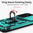 thumbnail image 5 of for Samsung Galaxy A15 5G Case with Slide Camera Cover HD Screen Protector [ Grade 16ft. Drop Tested]  Ring Holder Kickstand Protective Phone Case for Galaxy A15 5G 2024, Mint, 5 of 9