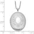 thumbnail image 4 of Sterling Silver Rh-Plated 26mm Floral Oval Locket Necklace (18 X 20.45) Made In Hong Kong qls265-18, 4 of 5