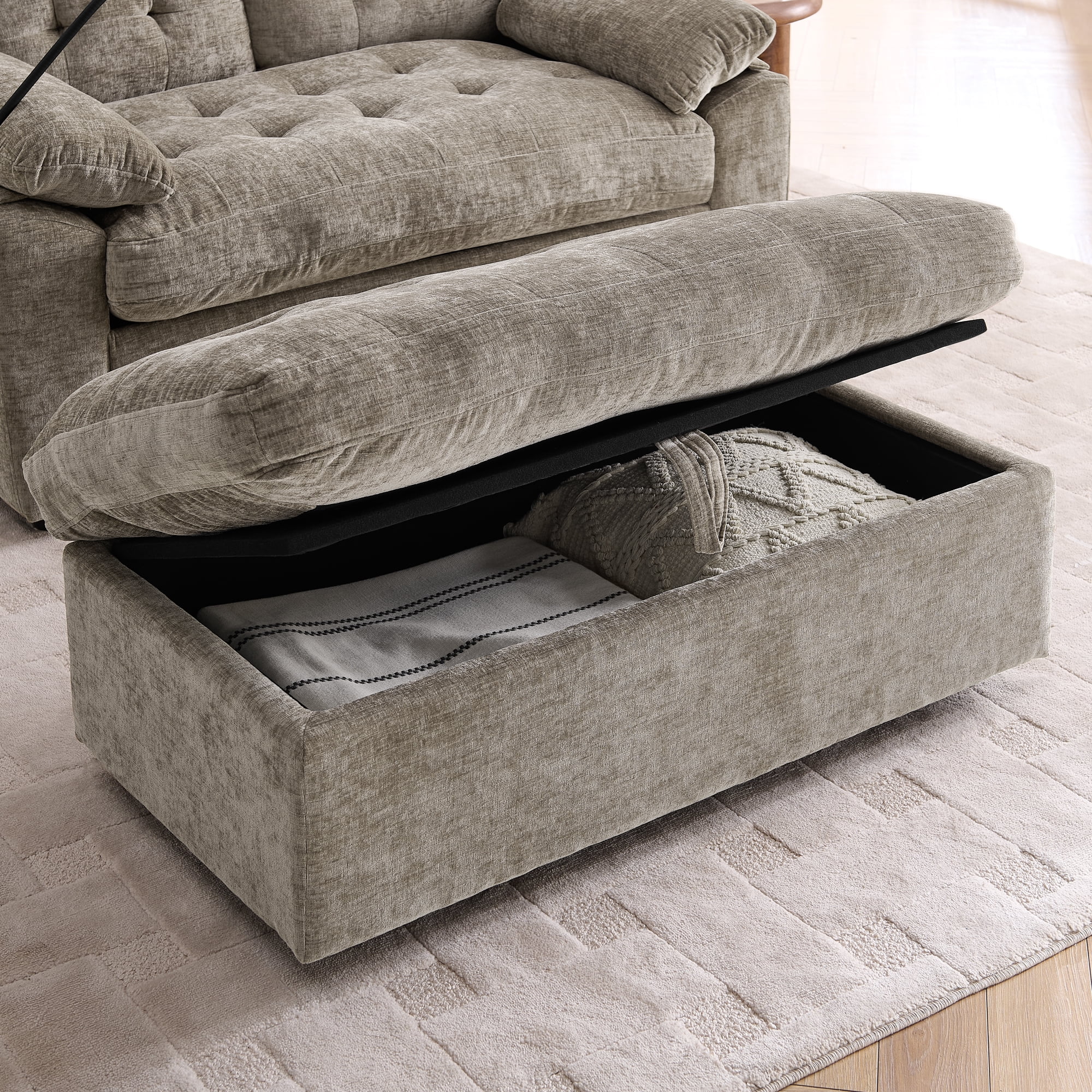 56" Loveseat Recliner with Adjustable Backrest, USB Charging Port, Phone Stand and Storage Ottoman