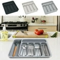 thumbnail image 7 of Kitchen Drawer Organizer, Expandable Cutlery Storage Box, Five Compartment Knife fork and Chopstick Organizer, Plastic Expandable Utensil Drawer Insert, 7 of 7