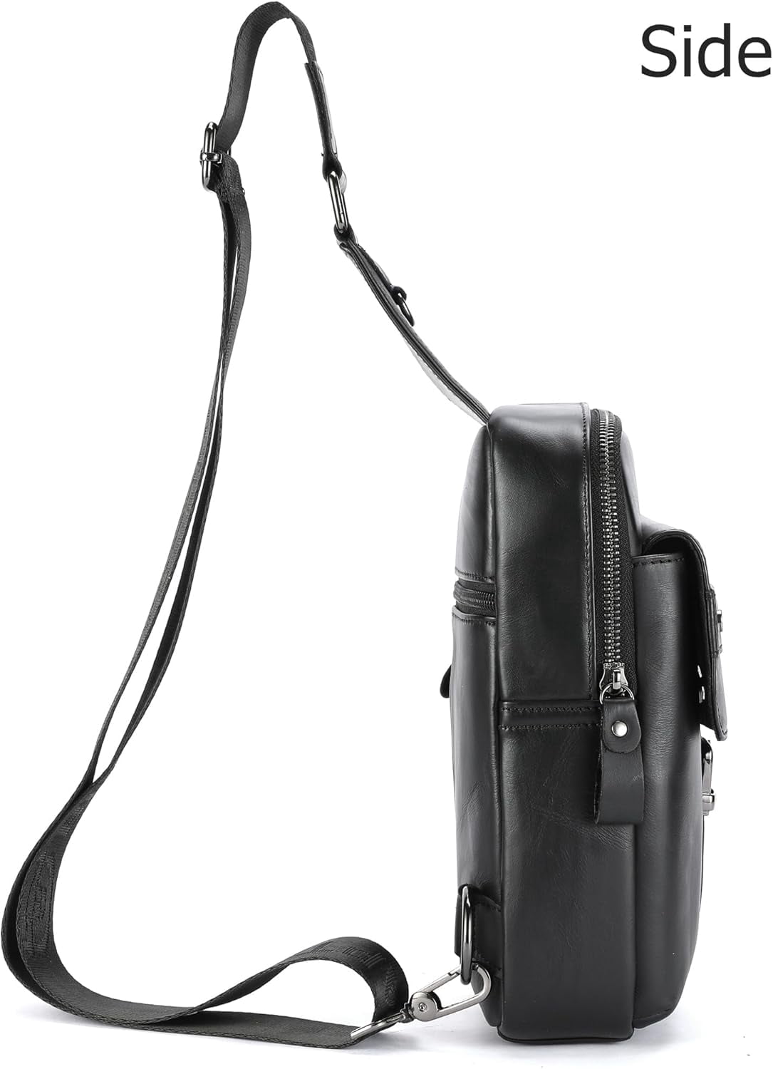 BULLCAPTAIN Men's Leather Samll Crossbody Backpack Sling Chest Bag for Hiking Travel