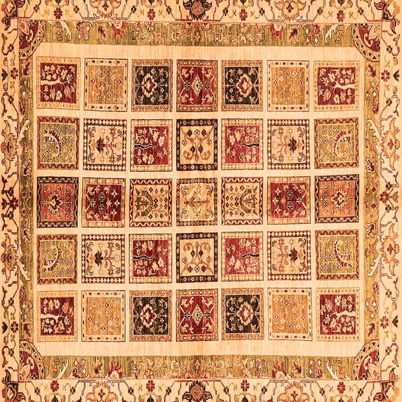 Ahgly Company Indoor Square Abstract Orange Modern Area Rugs, 7' Square