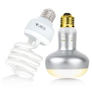 ECOSUB 100W Reptile Heat Lamp Bulb, and 26W UVB 10.0 Reptile Spiral Compact Light, Combo Pack