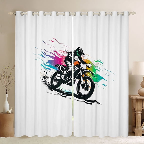 jejeloiu Speed Game Black Out Curtains,Racing Motor Biker Curtains Pack of 2 (42x63 Each) For Men Women