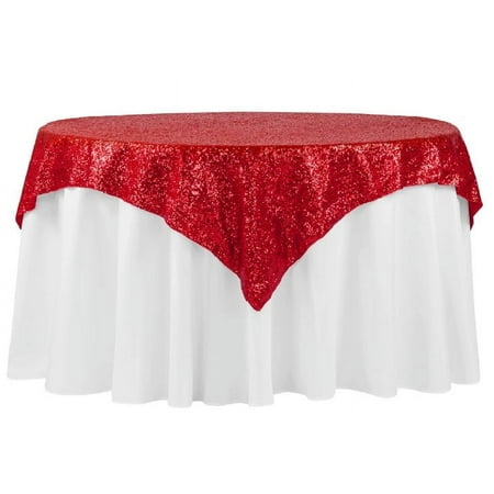 

Sequin Overlay Red 72 X 72 Square Tablecloth for Party Dessert Table Exhibition Events
