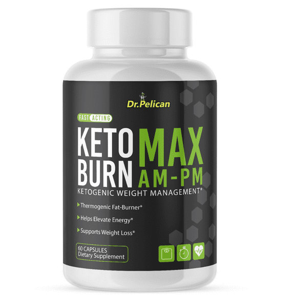 Keto Burn MAX AM-PM- Keto & Weight Support- 60 Capsules- Dr. Pelican