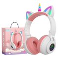 thumbnail image 1 of Auriculares YUSONIC Unicorn Kids Bluetooth plegables en blanco y rosa, 1 of 7