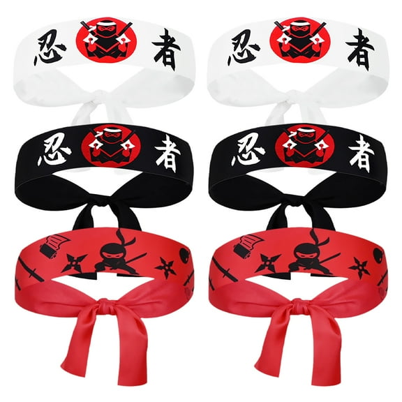 6 Pcs Headband Japanese Style Ninja Print Headscarf
