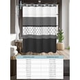 thumbnail image 6 of No Hook Cloth Fabric Shower Curtain with Snap in Liner, Black Morocco Waterproof Shower Curtains Set with See Through Top Window, Grey Striped Middle Century Patterned Bath Curtains Shower 48"x72", 6 of 6
