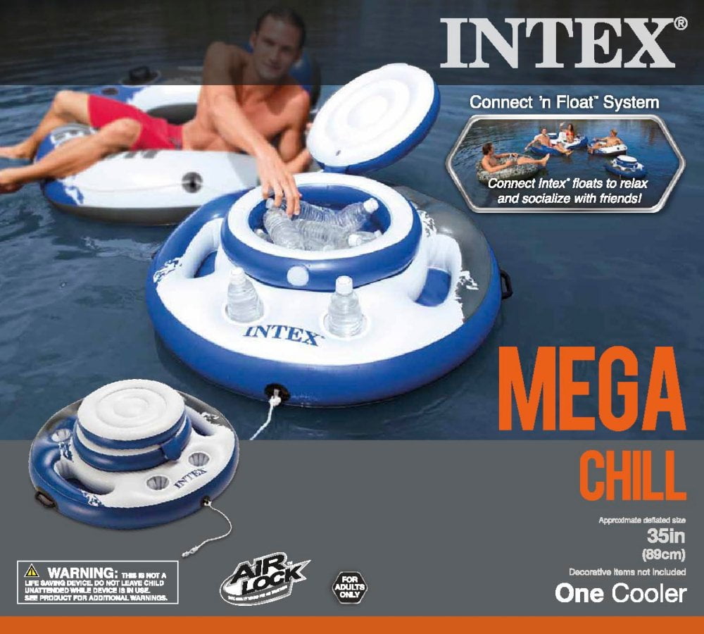 Intex Inflatable Mega Chill Cooler Float with Built-In Cup Holders 