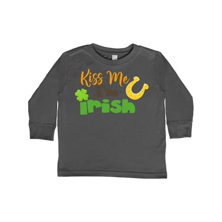 

Inktastic Saint Patrick s Day Kiss Me I m Irish Clovers Gift Toddler Boy or Toddler Girl Long Sleeve T-Shirt