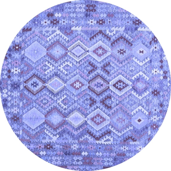 Ahgly Company Machine Washable Indoor Round Southwestern Blue Country Area Rugs, 3' Round