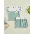 thumbnail image 2 of Bslissey Toddler Baby Boys 2Pcs Summer Outfits Patchwork Short Sleeve T-Shirt with Elastic Waist Shorts 6M 12M 18M 24M 3T Infant Casual Short Pants Sets, 2 of 9