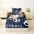 thumbnail image 4 of Castle Fairy Eat Sleep Soccer Twin Sheets 3pcs, Sport Theme Hexagon Bedding, Navy Black,1 Fitted Sheet, 1 Flat Sheet and 1 Pillowcase, 4 of 6