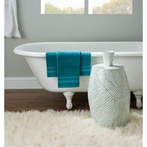 Linon Prescott Indoor Drum Accent Table, 19.75" Tall, Blue/White Capiz Shell