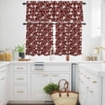 thumbnail image 3 of Red Flower Kitchen Curtains Valances and Tiers Set of 3 Country Retro Pastoral Floral Leaf Pattern Tier Curtains and Valance with Rod Pocket for Small Windows, 27.5"x24", 3 of 9